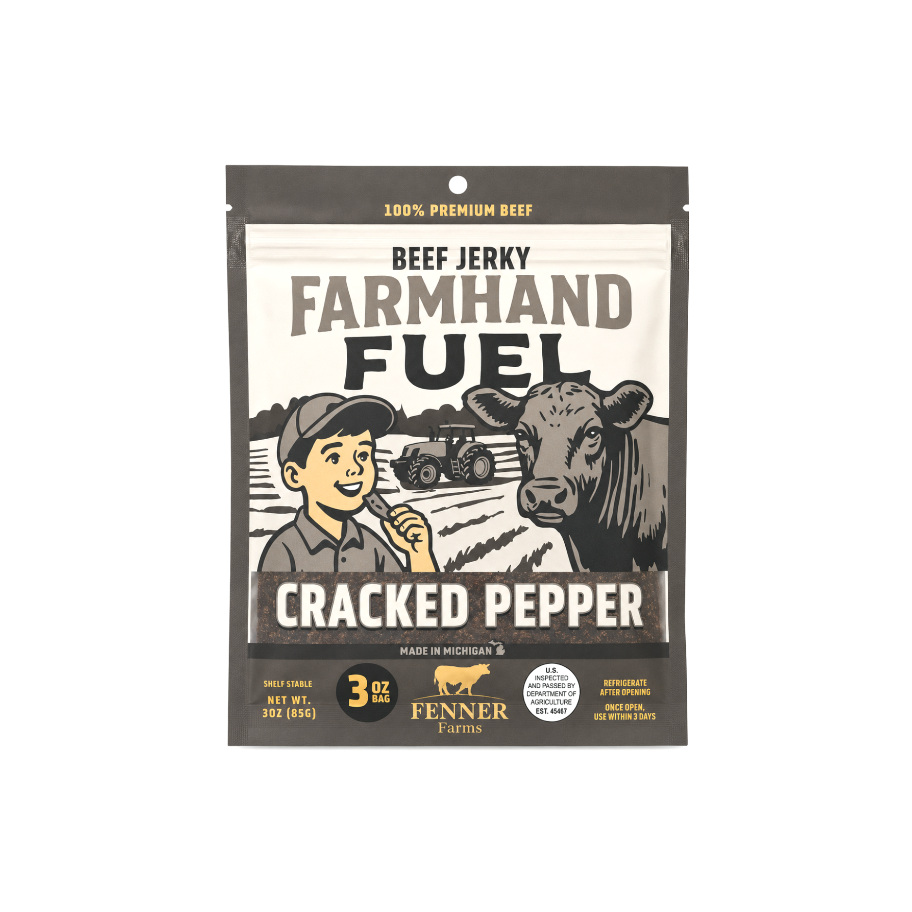 Cracked Pepper Beef Jerky - Fenner Farms Farmhand Fuel
