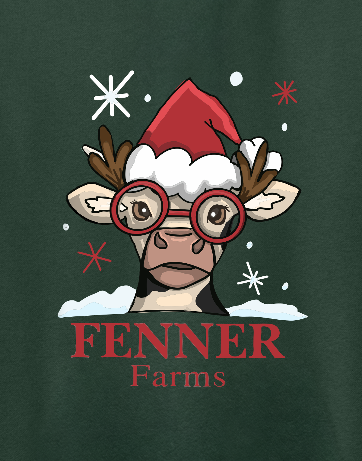 Christmas Fleece Hoodie - Forest Green