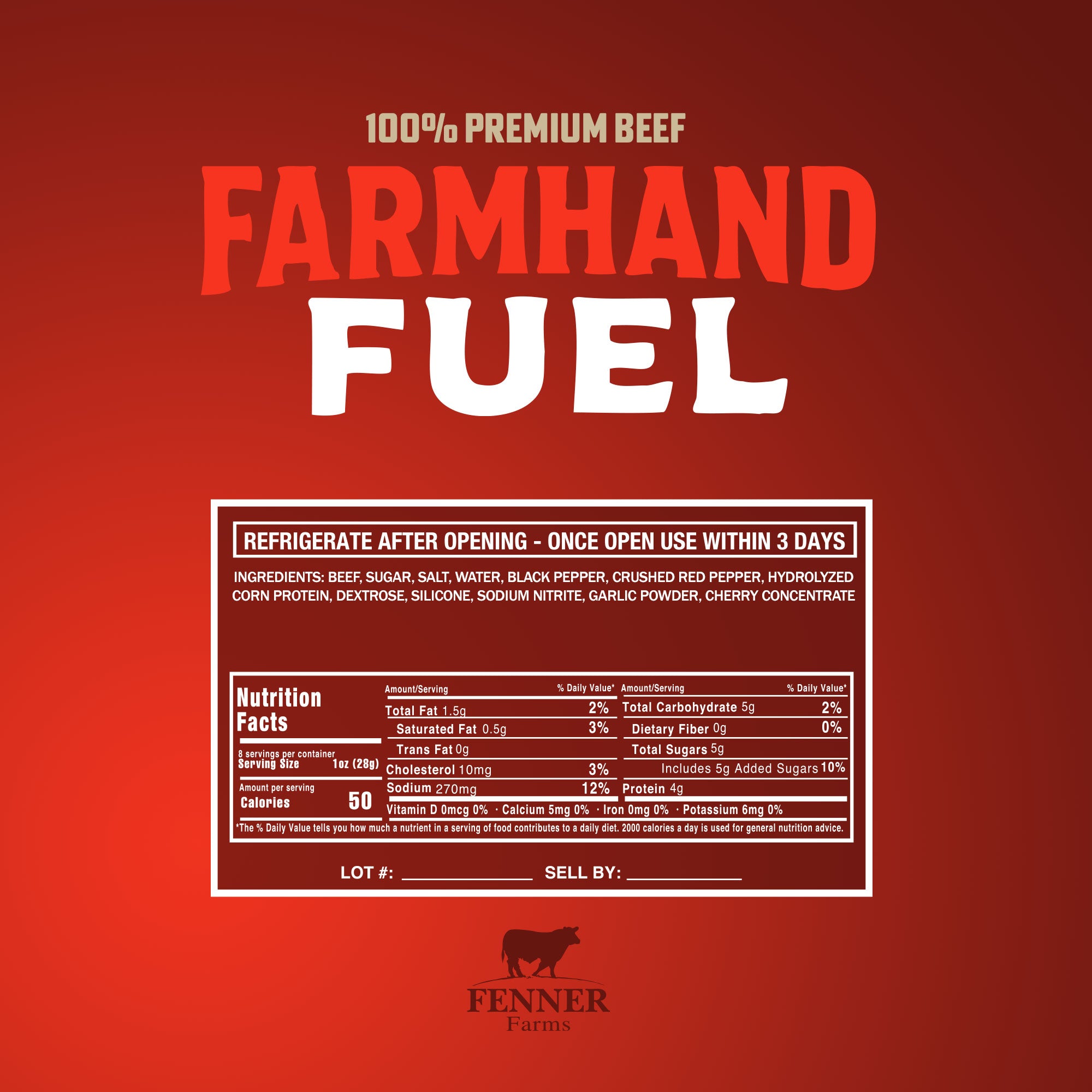 Cherry Beef Jerky - Fenner Farms Farmhand Fuel